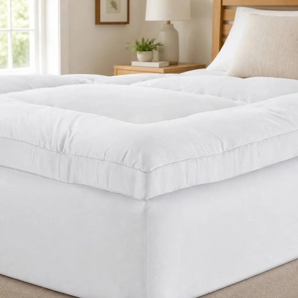 Single Mattress Topper Bamboo Microfibre 5cm Thick White 45cm Deep Pocket