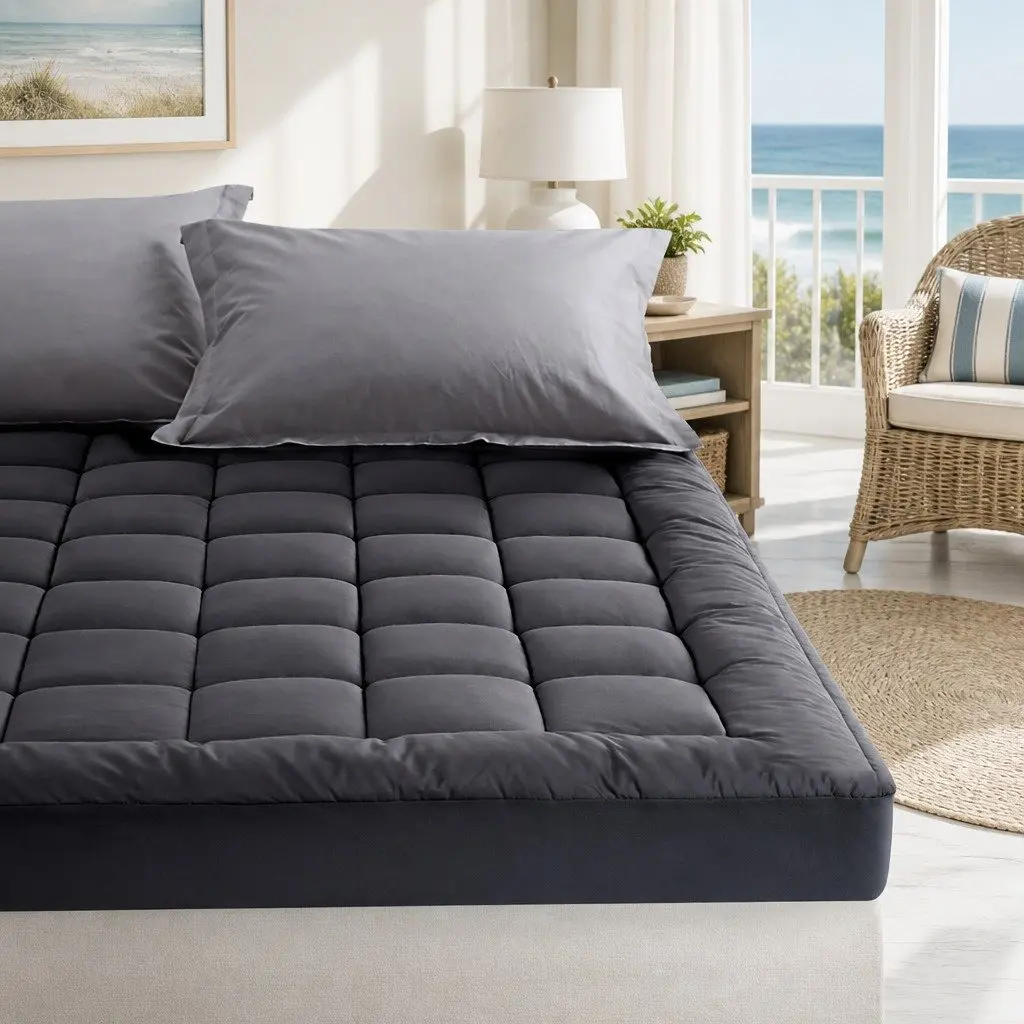 King Single Mattress Topper 5cm Thick Bamboo Charcoal Microfibre Grey