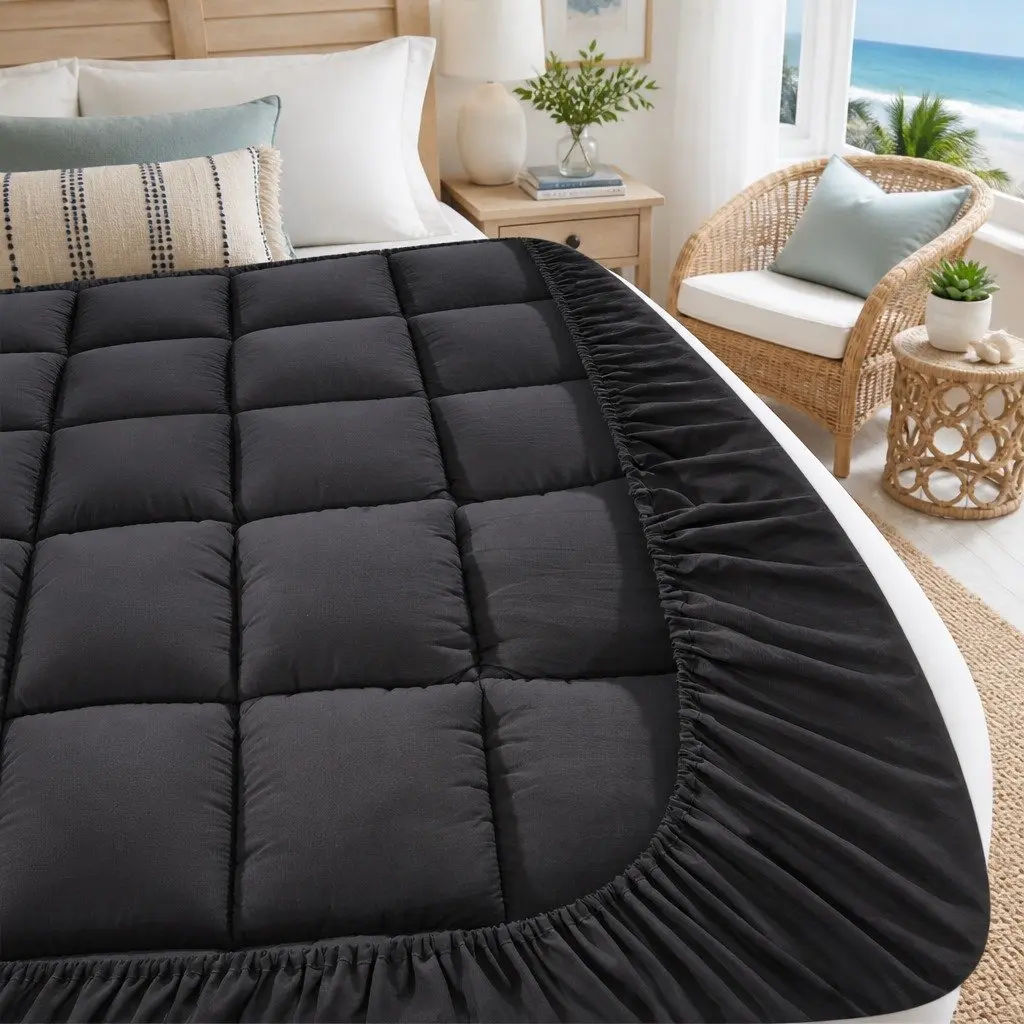 King Single Mattress Topper 5cm Thick Bamboo Charcoal Microfibre Grey
