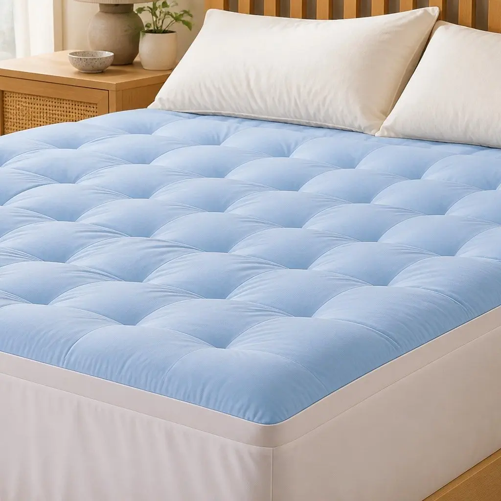 King Size Mattress Topper 5cm Reversible Cooling Coral Fleece Pad with 1000GSM Hollow Fibre Filling