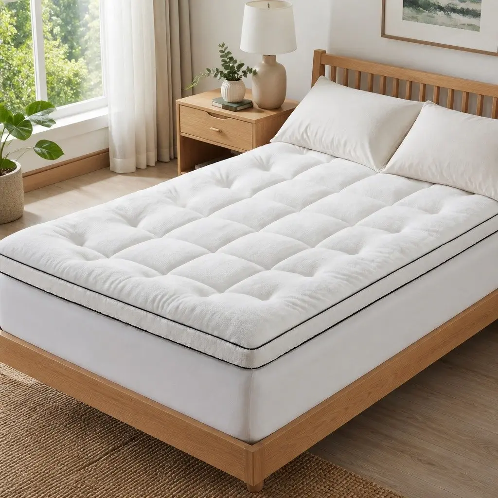Mattress Topper Coral Fleece 5cm King Single White Pillowtop Fitted Elastic Warm