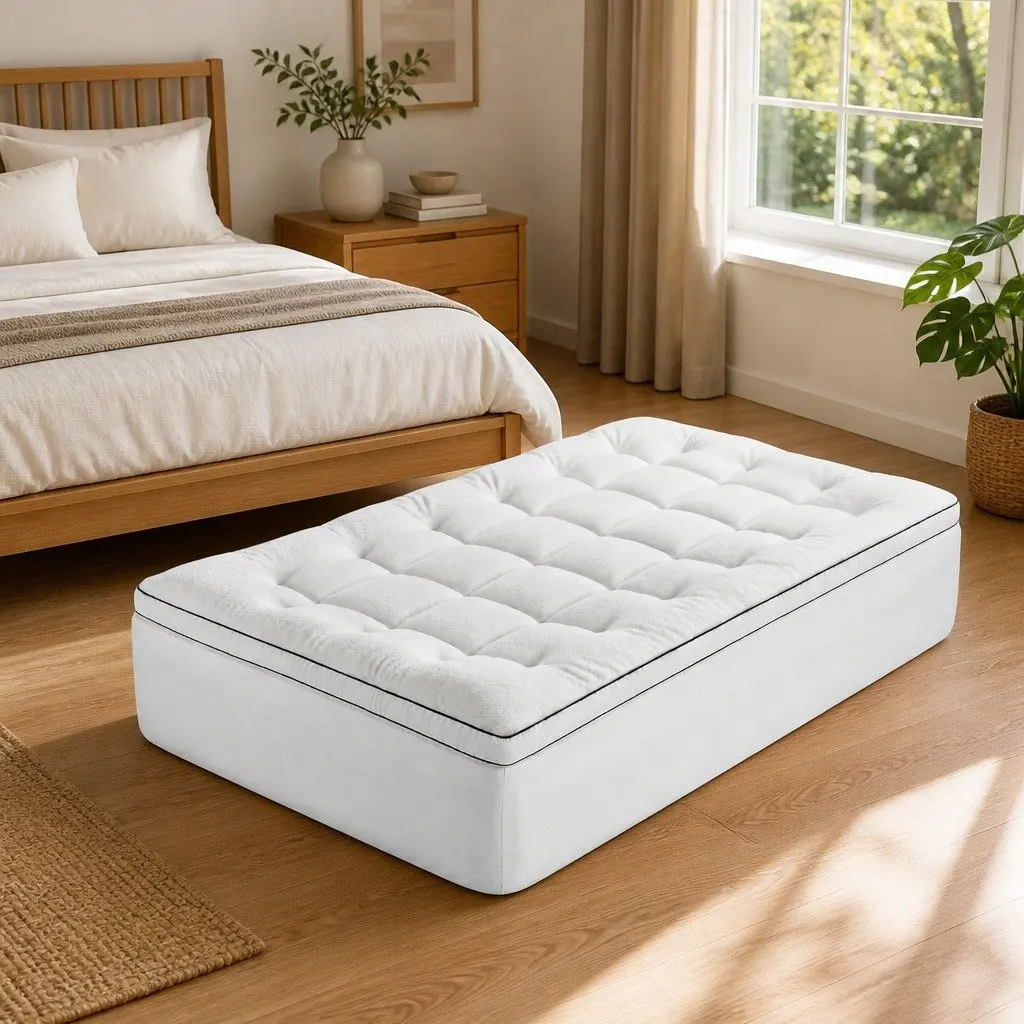 Mattress Topper Coral Fleece 5cm King Single White Pillowtop Fitted Elastic Warm