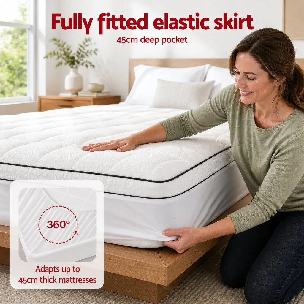 Double Mattress Topper Coral Fleece 5cm White Baffle Box Stitch Hollow Fiber
