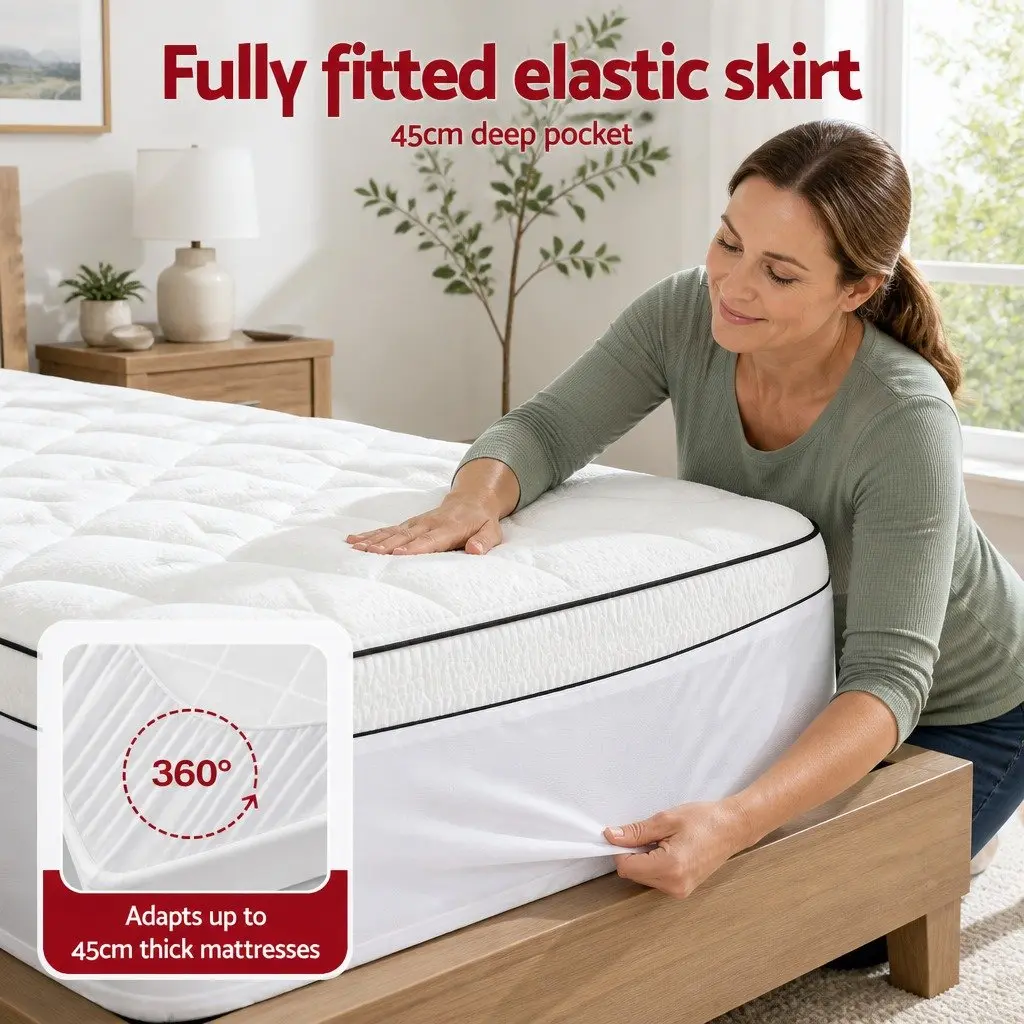 Queen Mattress Topper 5cm Pillowtop Coral Fleece White Baffle Box Stitch