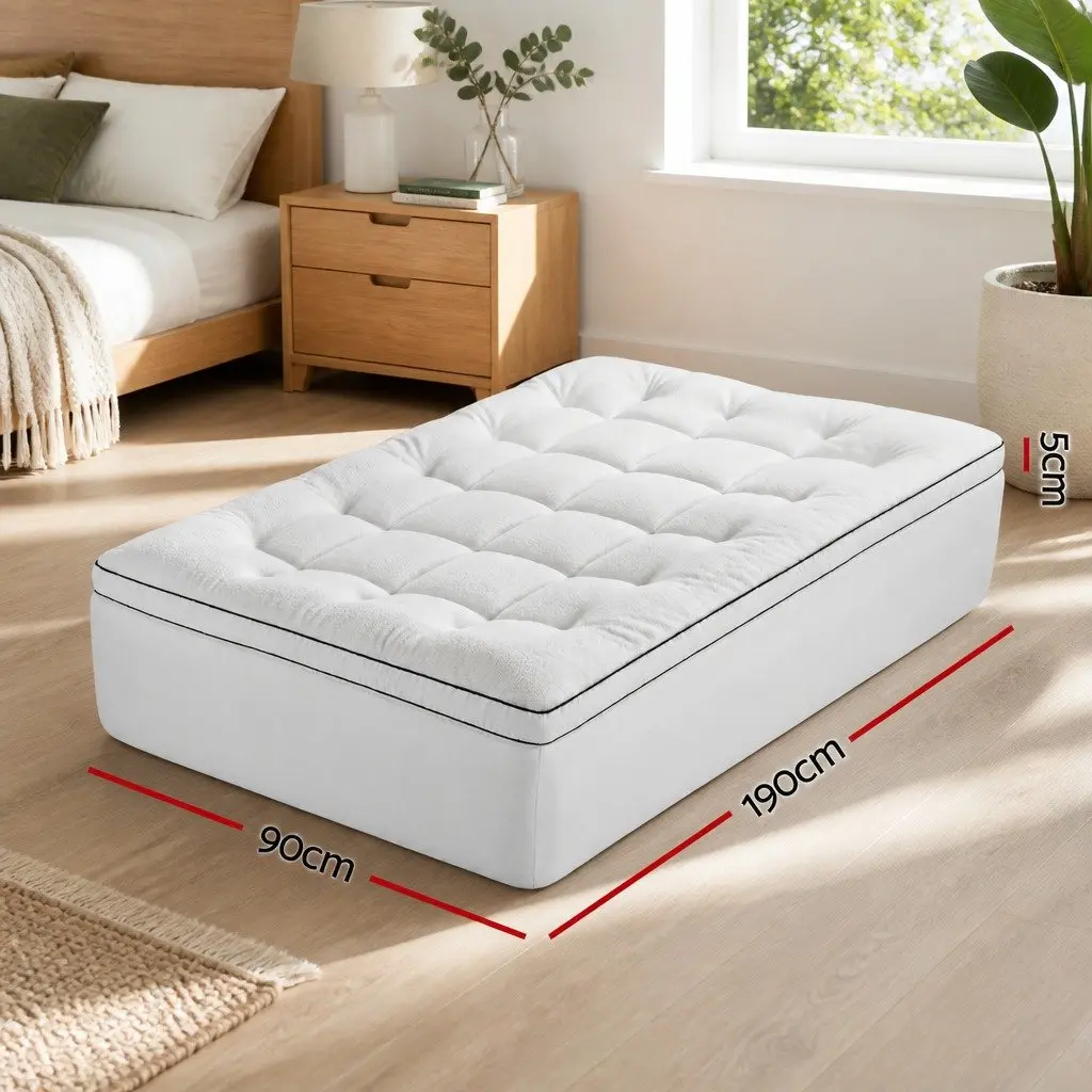 Single Mattress Topper 5cm Coral Fleece White