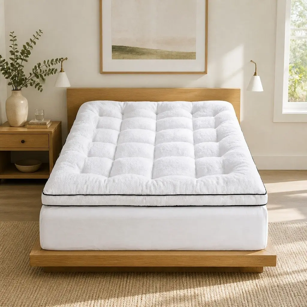Single Mattress Topper 5cm Coral Fleece White