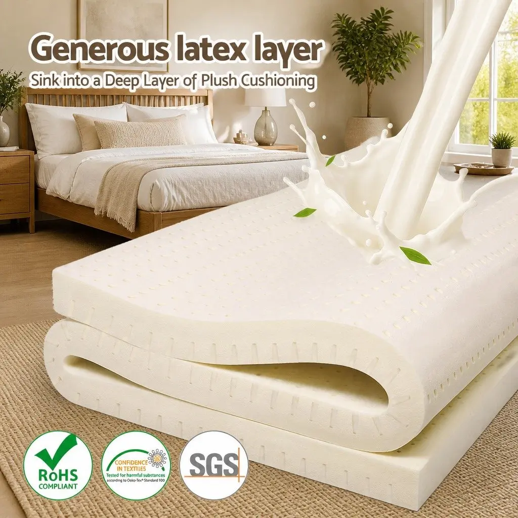 King Single Latex Mattress Topper 7.5cm Thick 7-Zone Support Pressure Relief