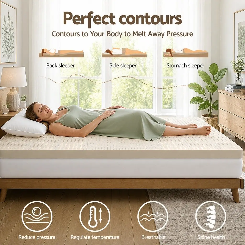 King Single Latex Mattress Topper 7.5cm Thick 7-Zone Support Pressure Relief