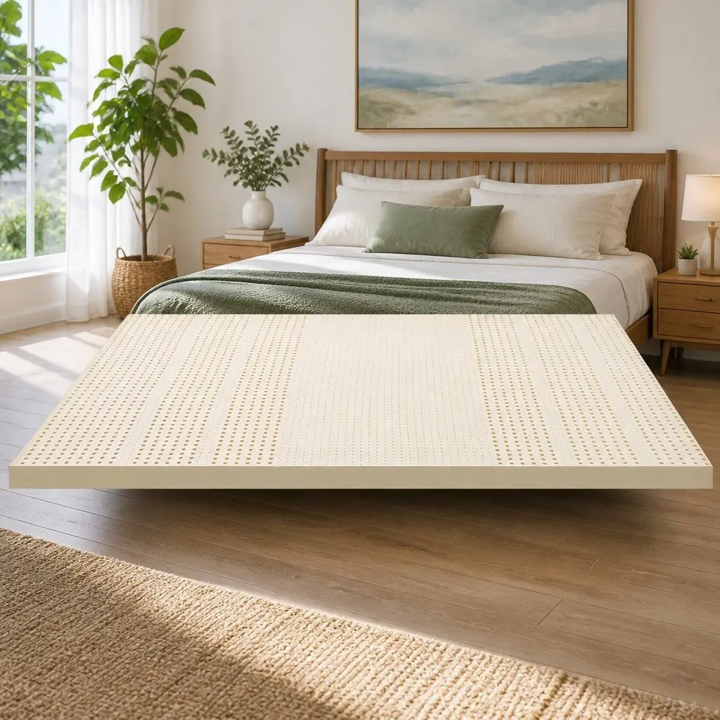 Latex Mattress Topper 7.5cm Thick King Size White 7-Zone Pressure Relief Bed Pad Washable