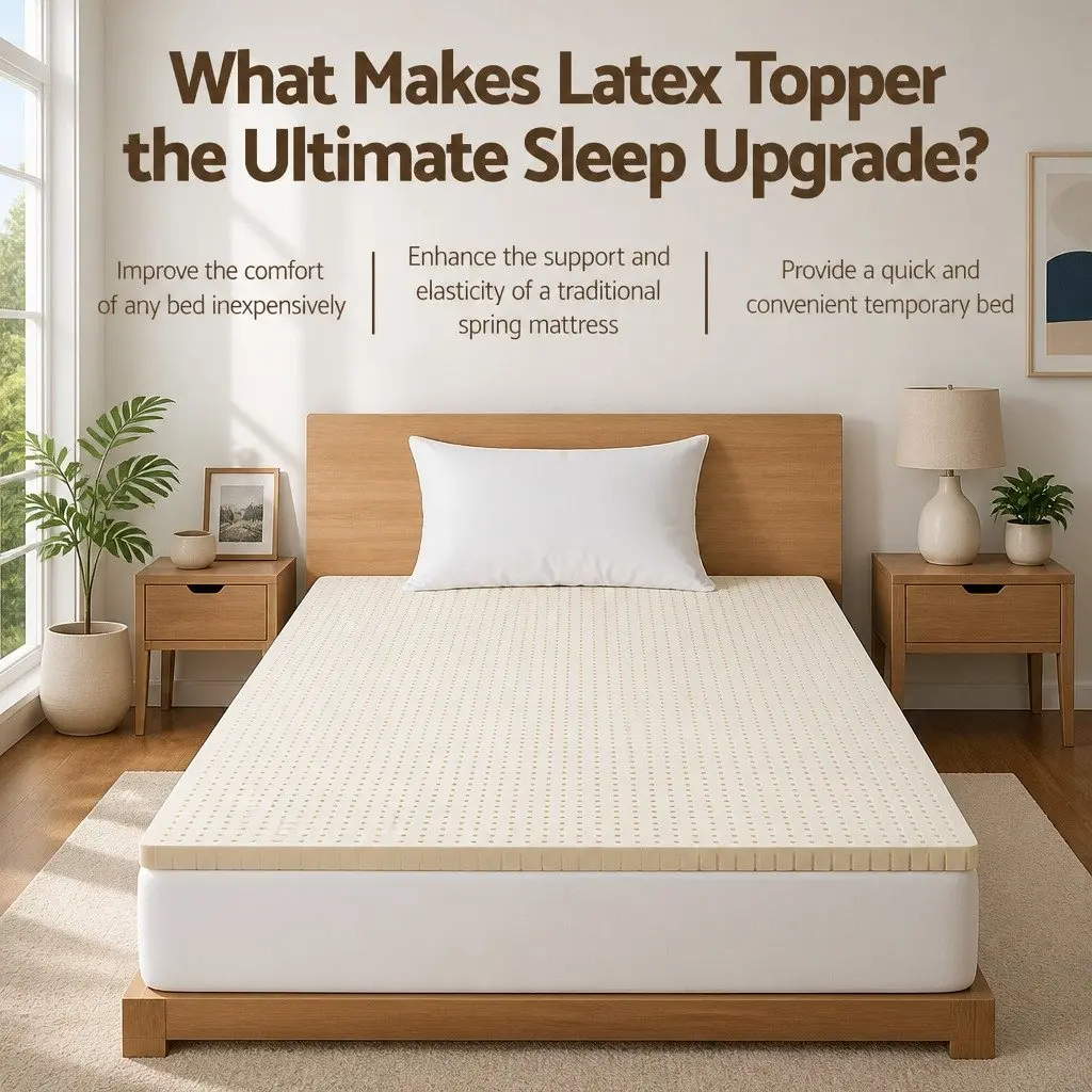 Latex Mattress Topper 7 Zone 5cm King Single White Foldable Washable Cover