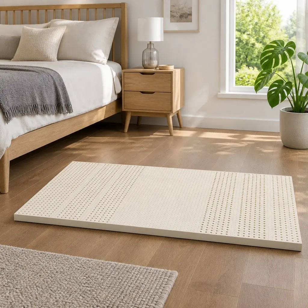 Latex Mattress Topper 7 Zone 5cm King Single White Foldable Washable Cover