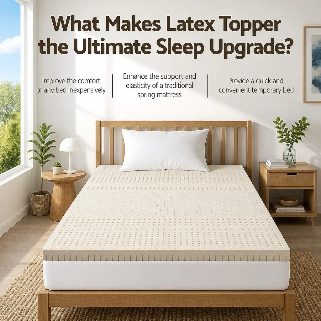 Latex Mattress Topper Single Bed 7.5cm Thick 7-Zone Support Pressure Relief