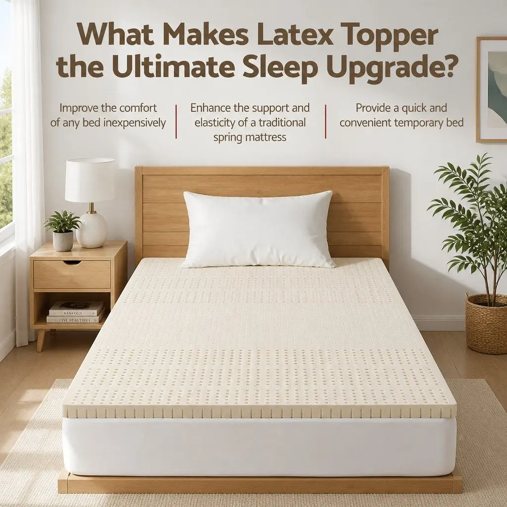 Latex Mattress Topper 5cm Single Bed Pad White 7 Zone Cooling Foldable Washable