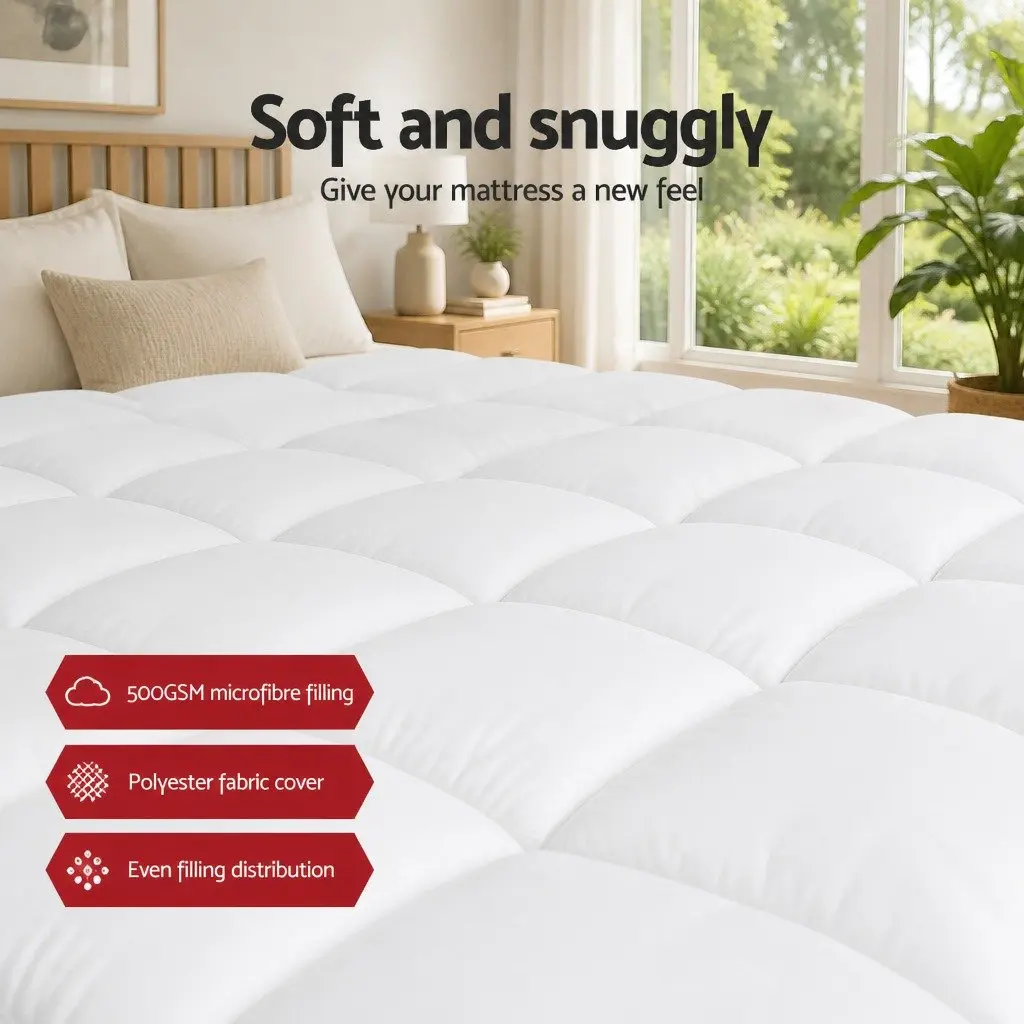 Pillowtop Mattress Topper 5cm Thick King Single Breathable Microfibre Pad