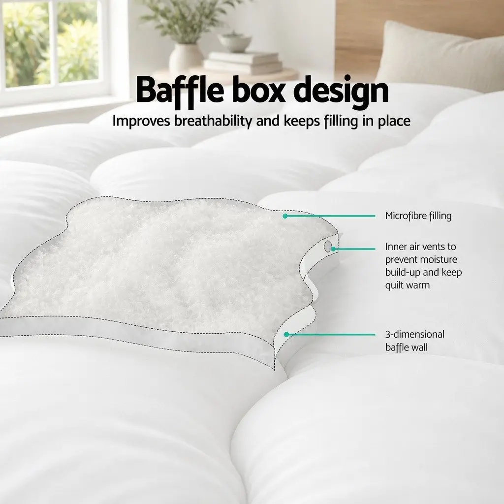 Pillowtop Mattress Topper 5cm Thick King Single Breathable Microfibre Pad