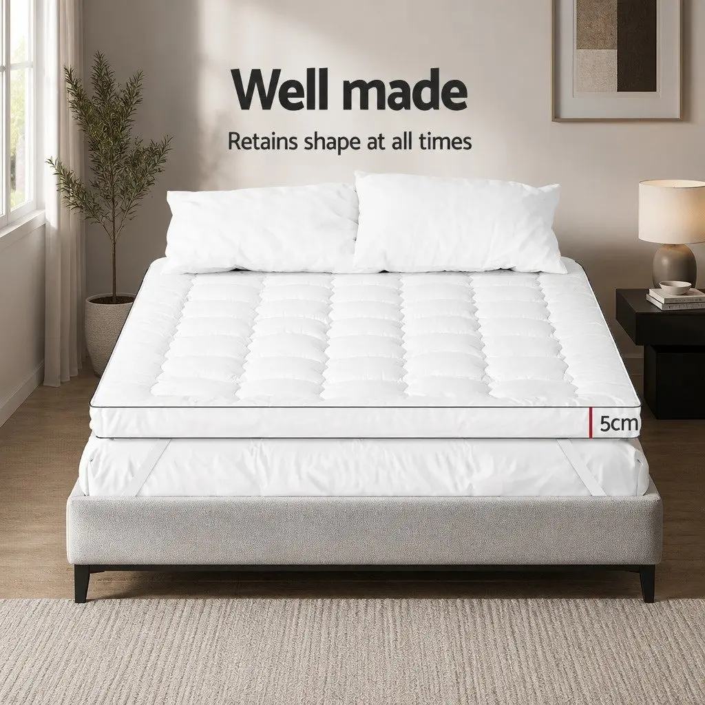 Pillowtop Mattress Topper 5cm Thick King Single Breathable Microfibre Pad