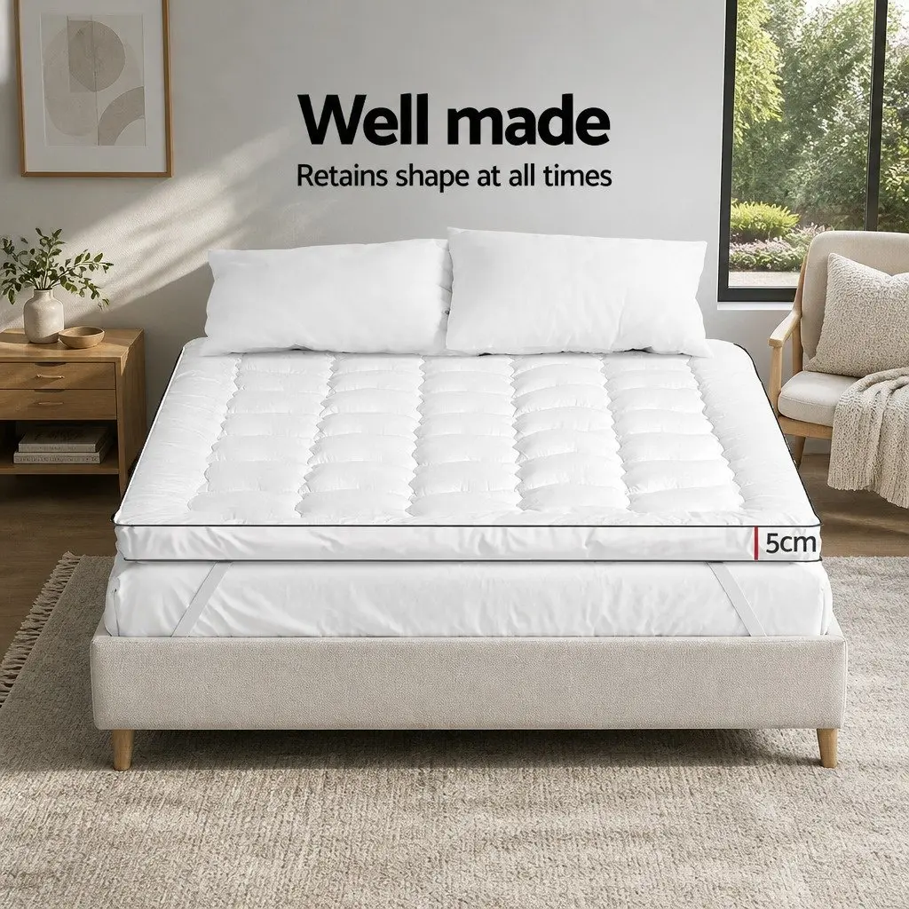 Pillowtop Mattress Topper 5cm Thick King Single Breathable Microfibre Pad