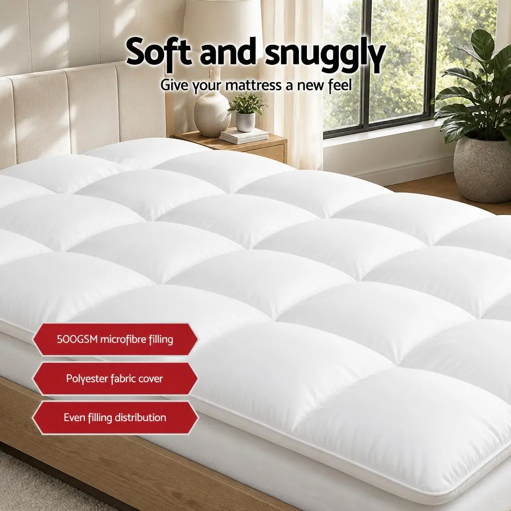 Pillowtop Mattress Topper 5cm Thick Double Bed Pad Machine Washable Breathable