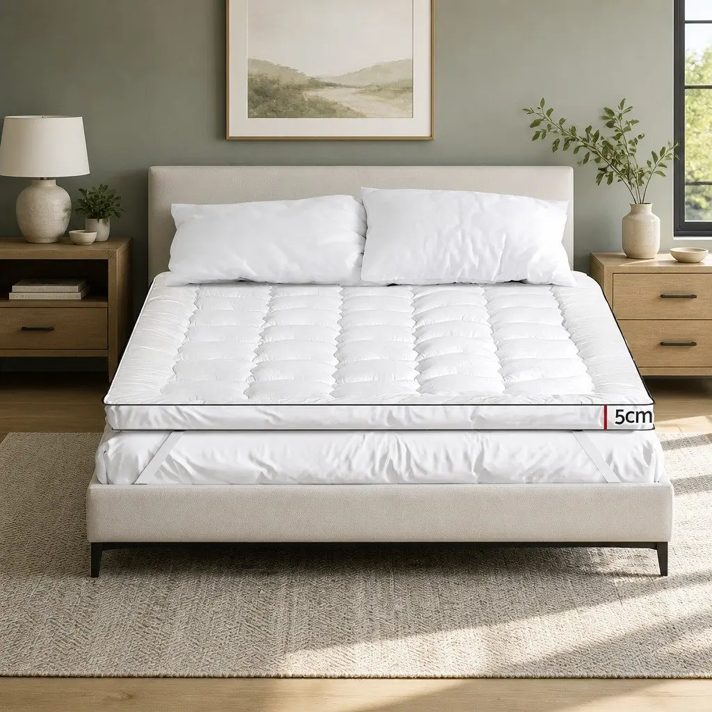Pillowtop Mattress Topper 5cm Thick Double Bed Pad Machine Washable Breathable