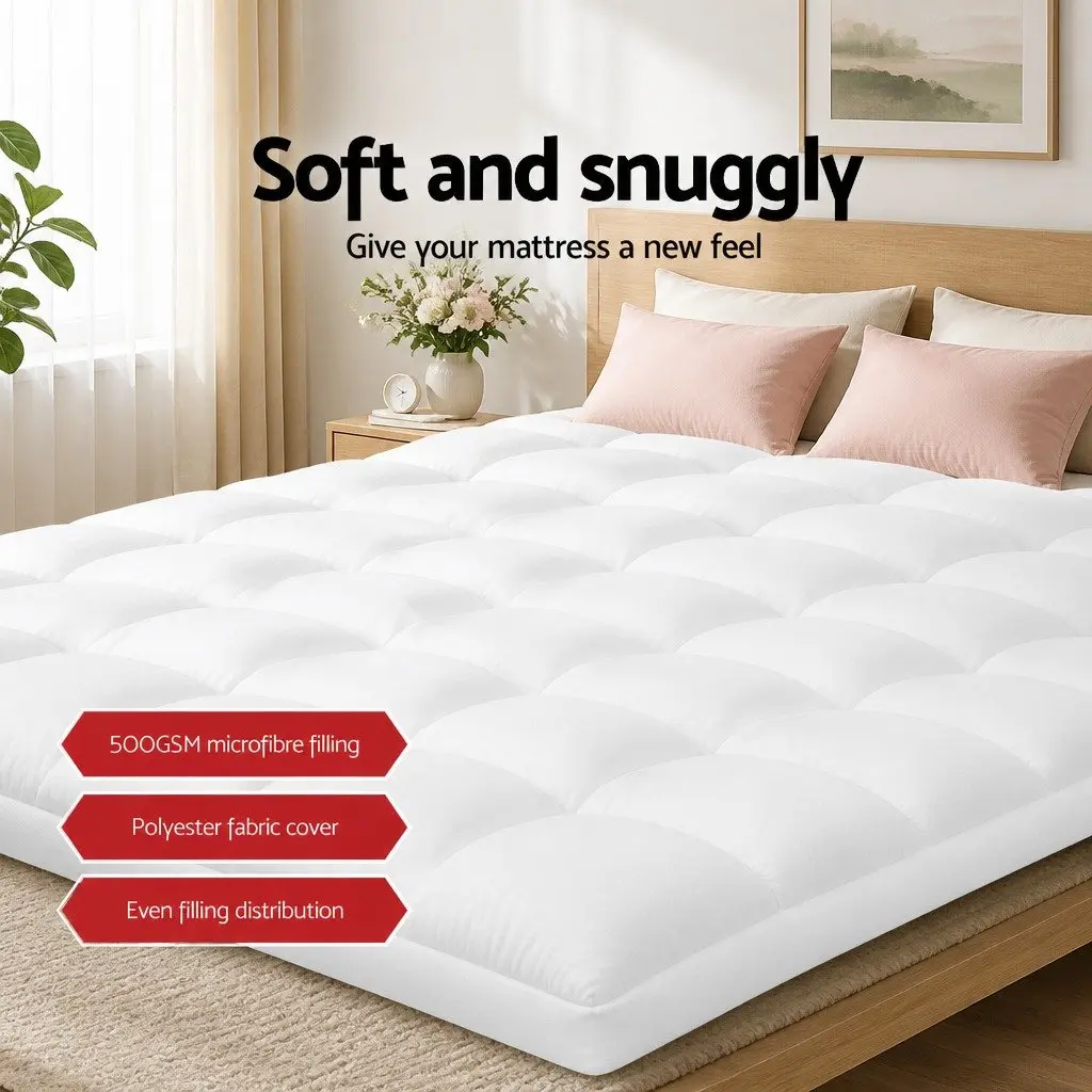 Mattress Topper Microfibre 5cm King White