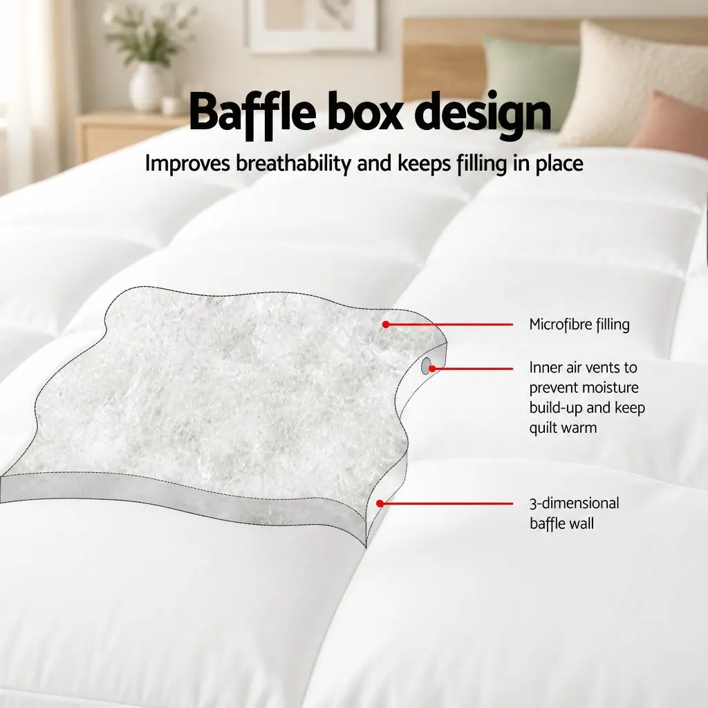 Mattress Topper Microfibre 5cm King White