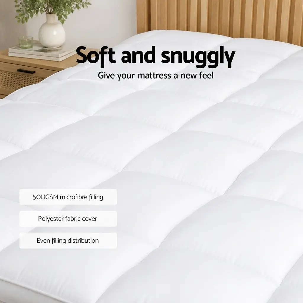 Mattress Topper Breathable Microfibre Single Bed 5cm Thick White Pillowtop Pad