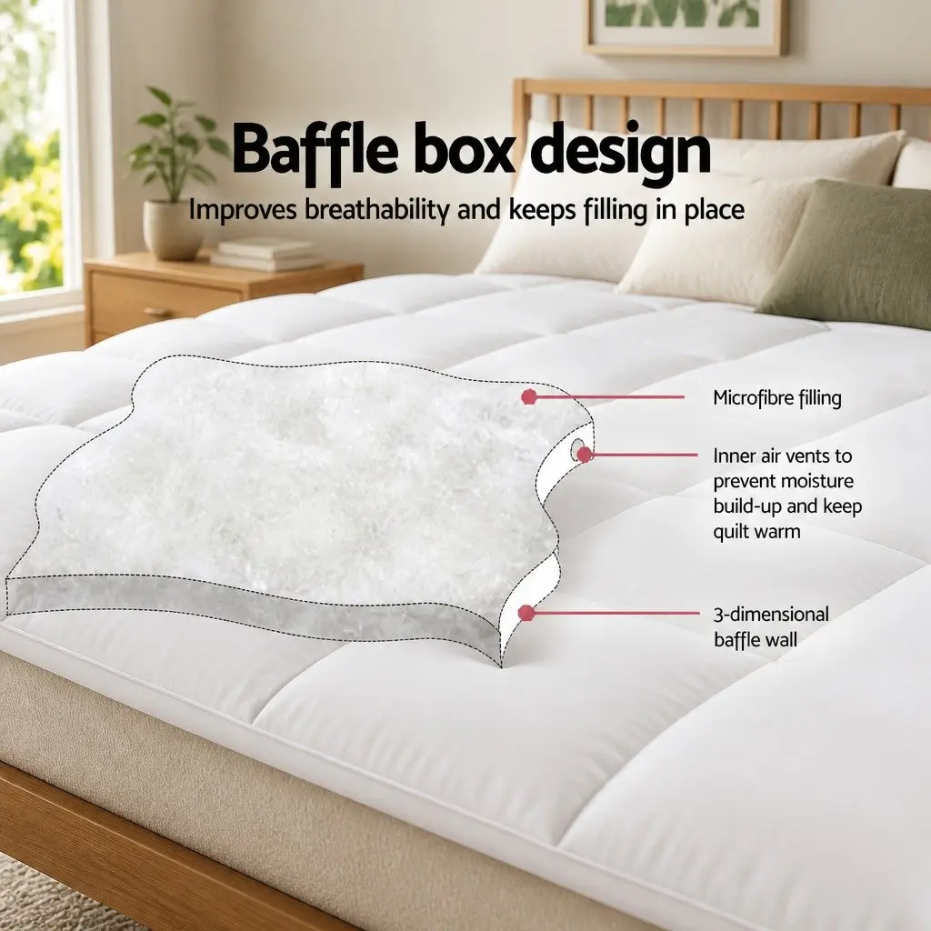 Mattress Topper Breathable Microfibre Single Bed 5cm Thick White Pillowtop Pad