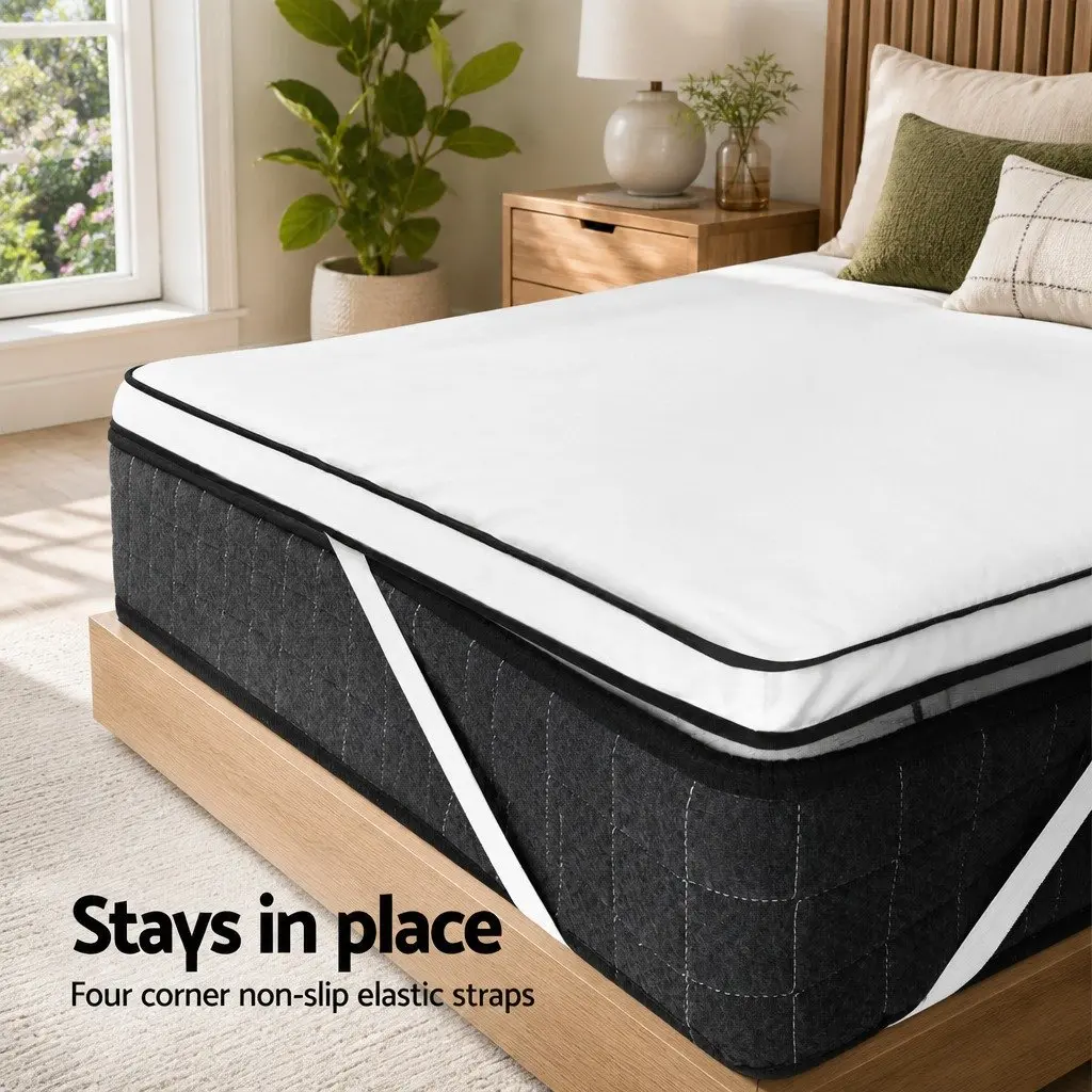Mattress Topper Breathable Microfibre Single Bed 5cm Thick White Pillowtop Pad