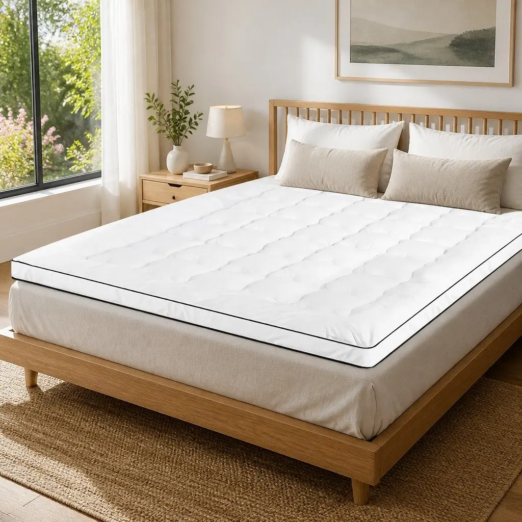Mattress Topper Breathable Microfibre Single Bed 5cm Thick White Pillowtop Pad