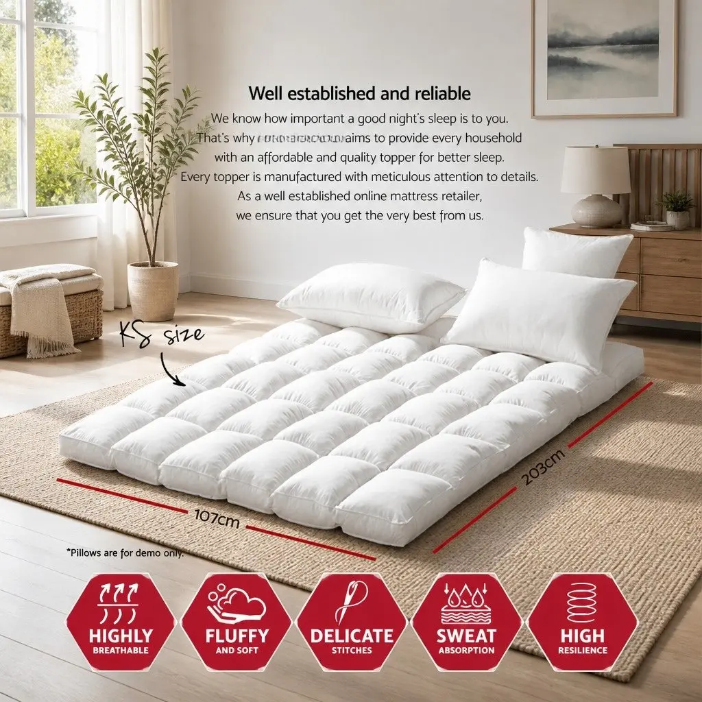 Pillowtop Mattress Topper 5cm King Single Thick Pad Washable Microfibre Filling
