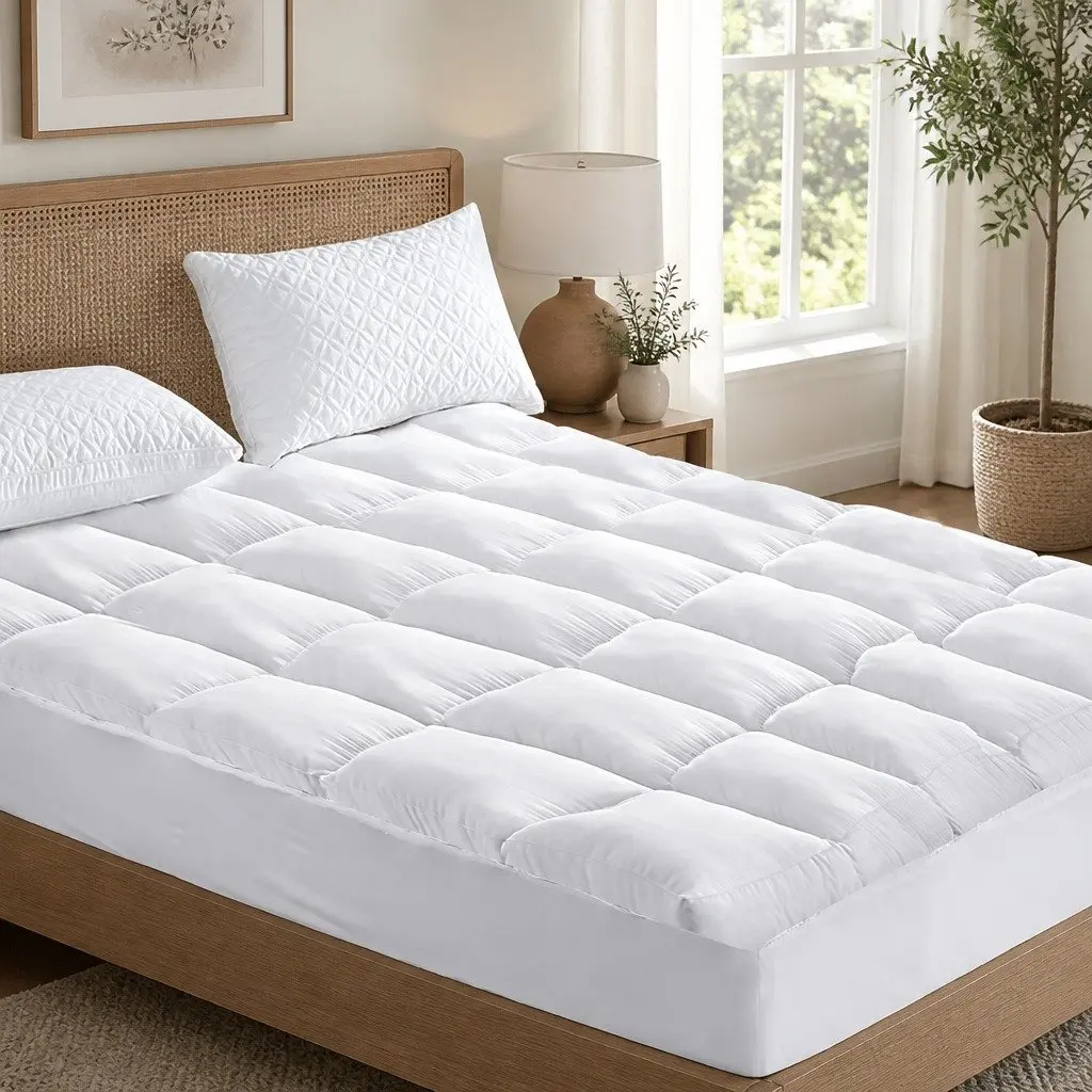 Pillowtop Mattress Topper Microfibre Filling 5cm Thick Double Bed White