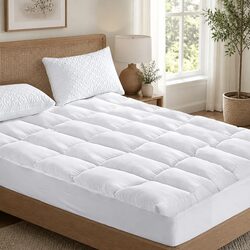Pillowtop Mattress Topper 5cm Thick Double Bed Pad Microfibre Filling Fitted