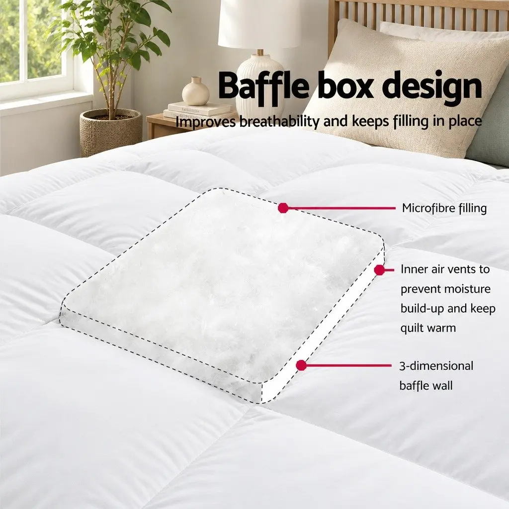 Pillowtop Mattress Topper Microfibre Filling 5cm Thick Double Bed White