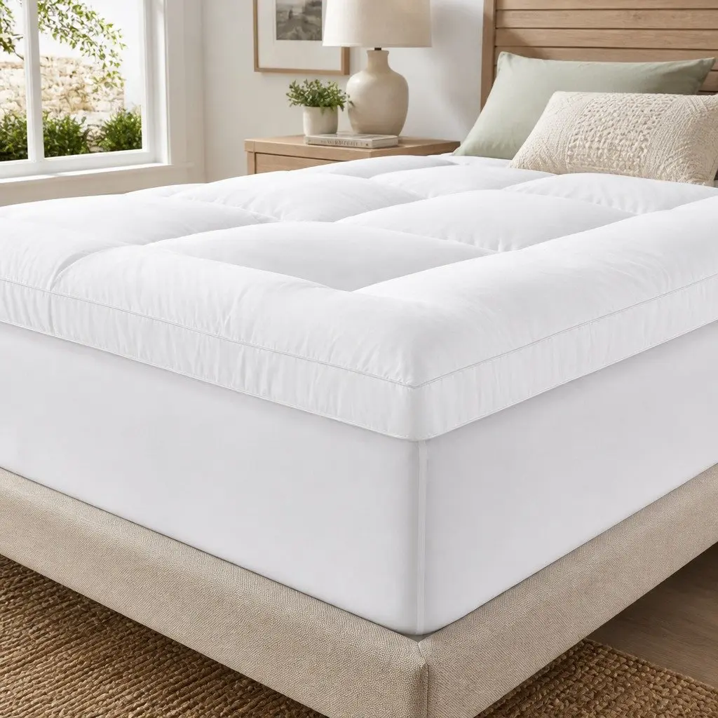 Pillowtop Mattress Topper Microfibre Filling 5cm Thick Double Bed White