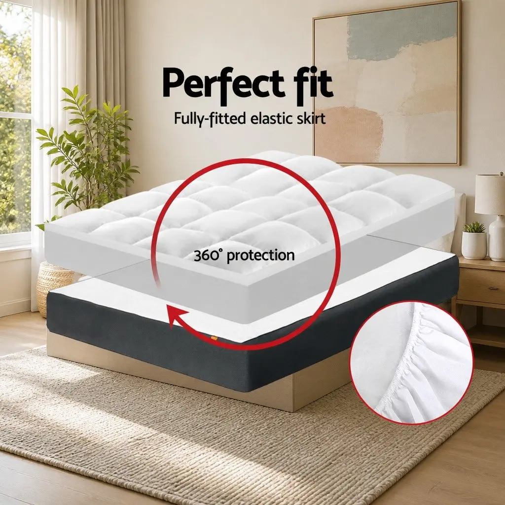Pillowtop Mattress Topper Microfibre Filling King 5cm Thick White 45cm Deep Pocket