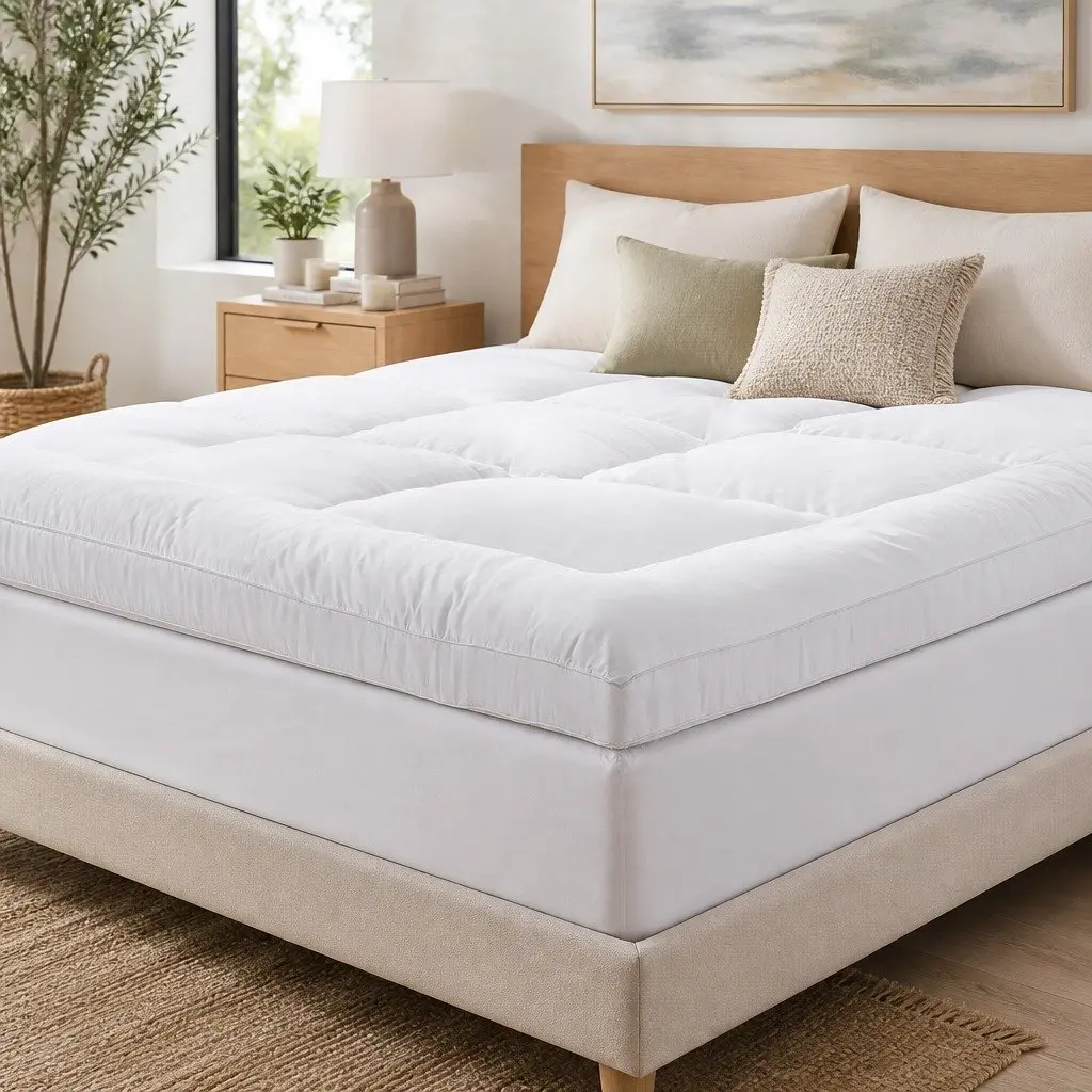 Pillowtop Mattress Topper Microfibre Filling King 5cm Thick White 45cm Deep Pocket