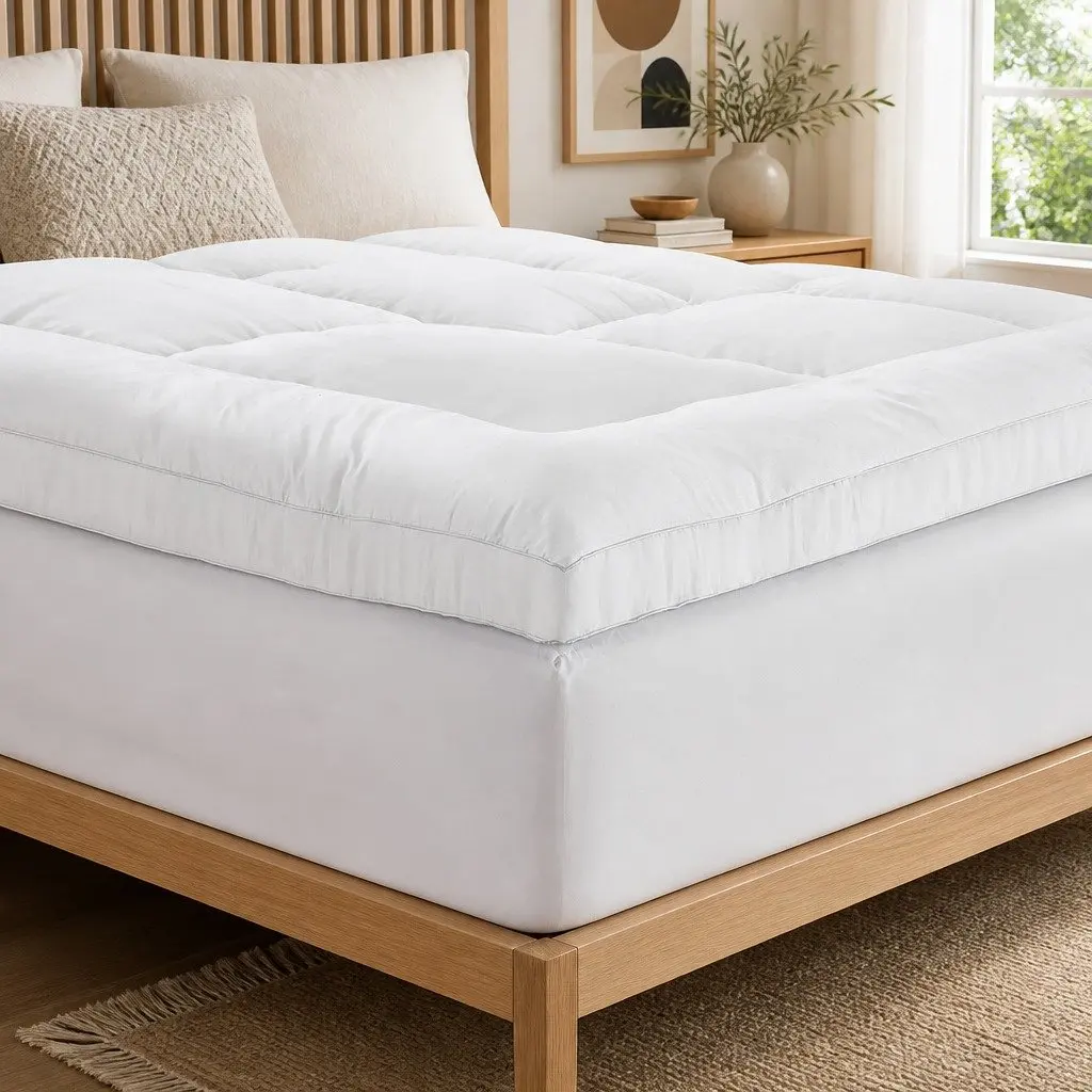 Queen Pillowtop Mattress Topper 5cm Thick Microfibre White