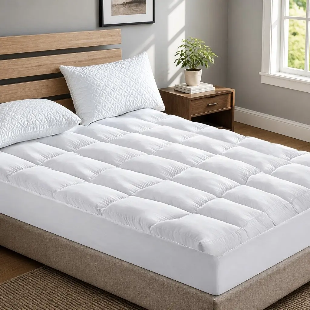Pillowtop Mattress Topper Microfibre Filling 5cm Thick Single Bed White