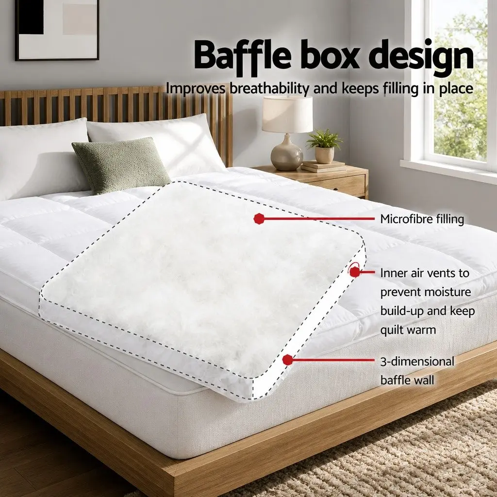 Pillowtop Mattress Topper Microfibre Filling 5cm Thick Single Bed White