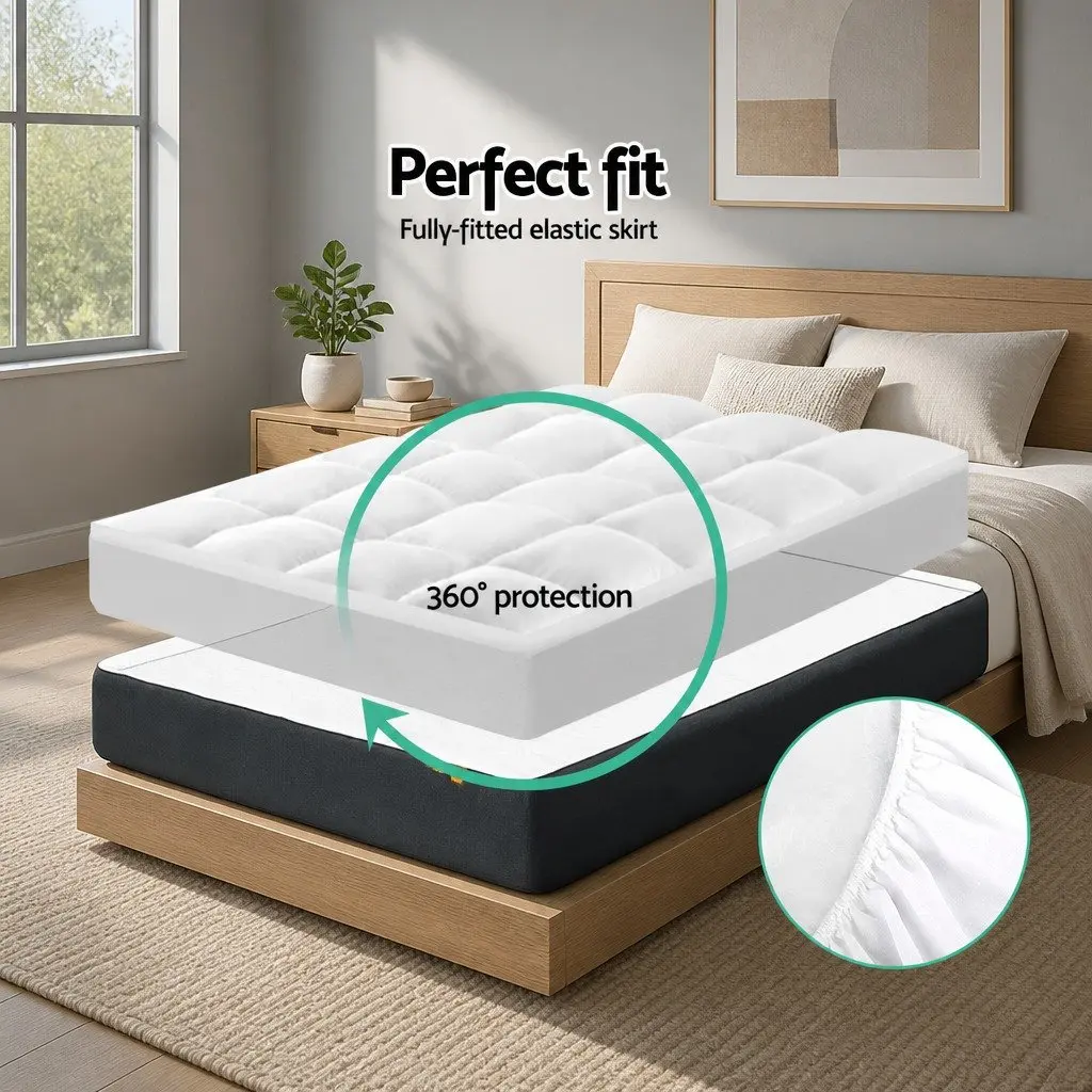 Pillowtop Mattress Topper Microfibre Filling 5cm Thick Single Bed White