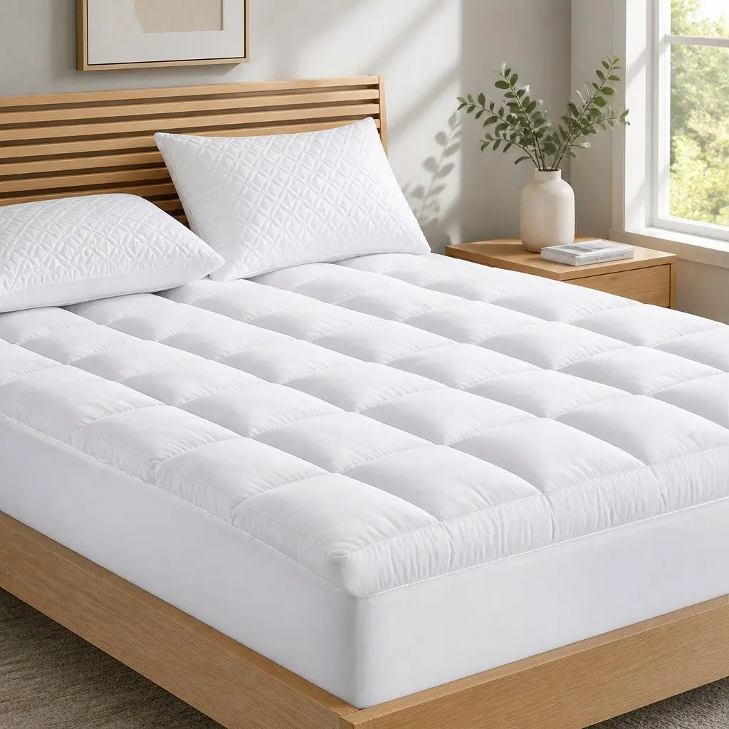 Pillowtop Mattress Topper Microfibre Filling 5cm Thick Single Bed White