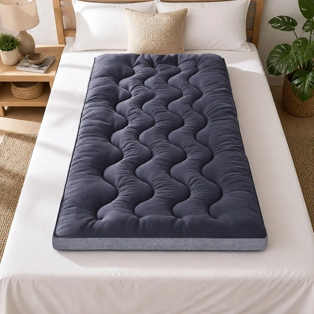 Pillowtop Mattress Topper 5cm Single Bed Pad Breathable Washable Grey