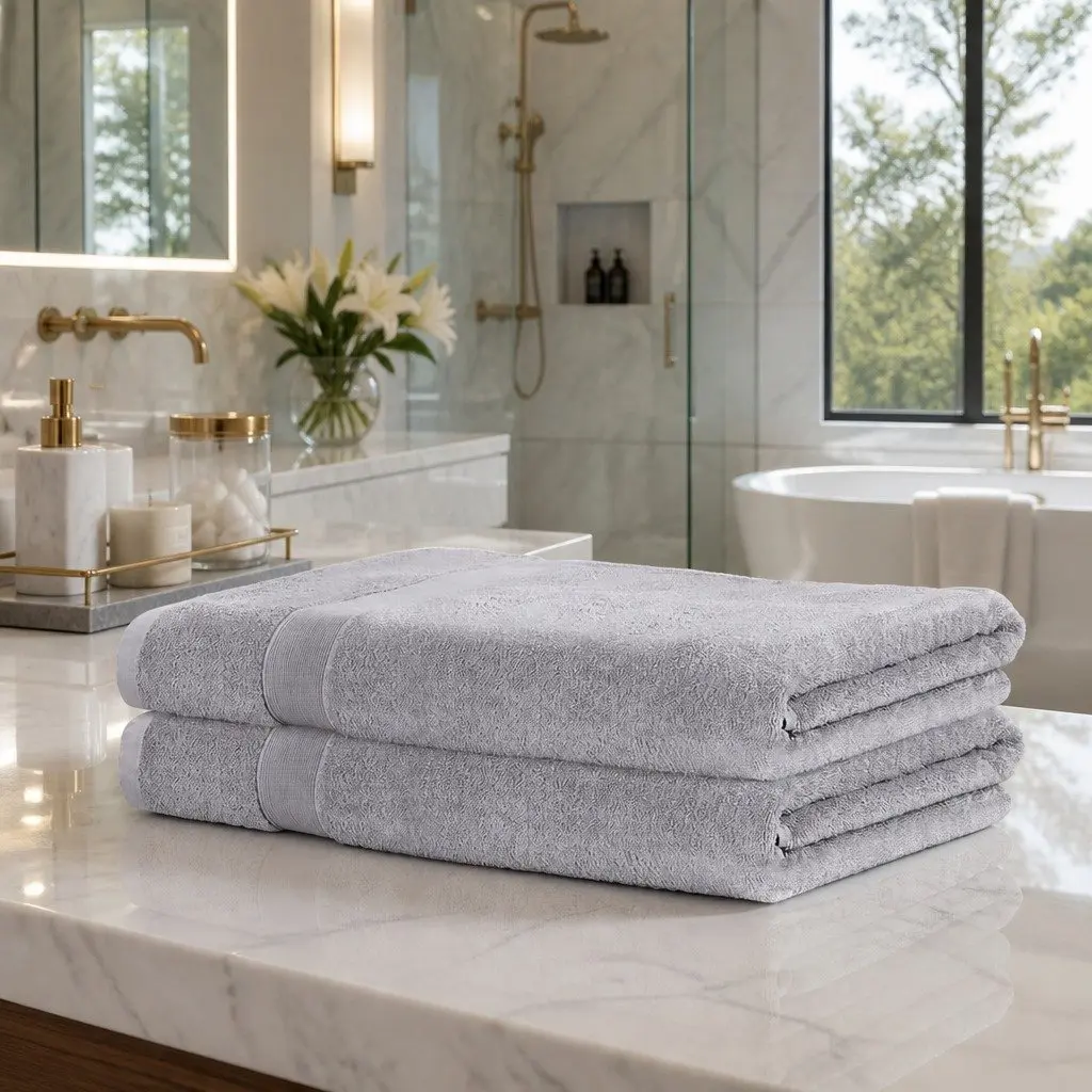 Bath Sheets Extra Large Cotton 180cm x 90cm Grey 2 Pack