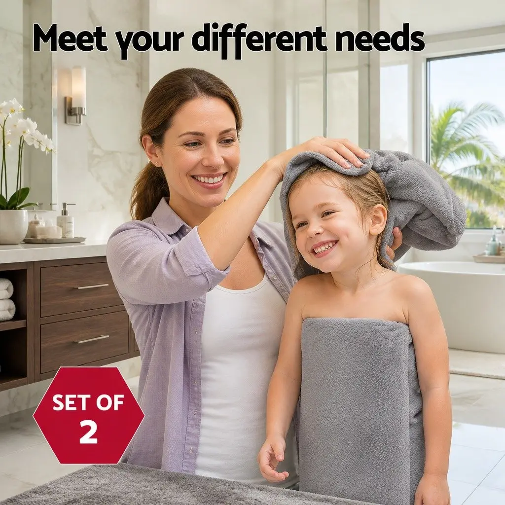 Bath Sheets Extra Large Cotton 180cm x 90cm Grey 2 Pack
