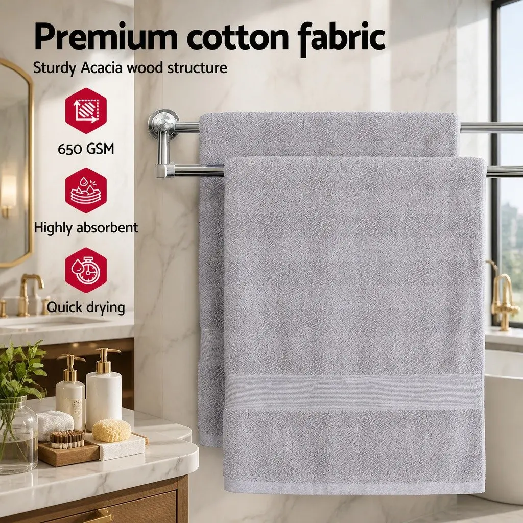 Bath Sheets Extra Large Cotton 180cm x 90cm Grey 2 Pack