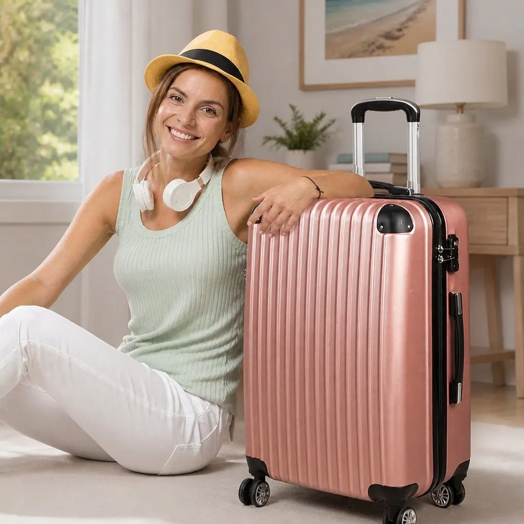 24 Inch Luggage Suitcase Hard Shell Trolley Travel Spinner Wheels Carry Bag