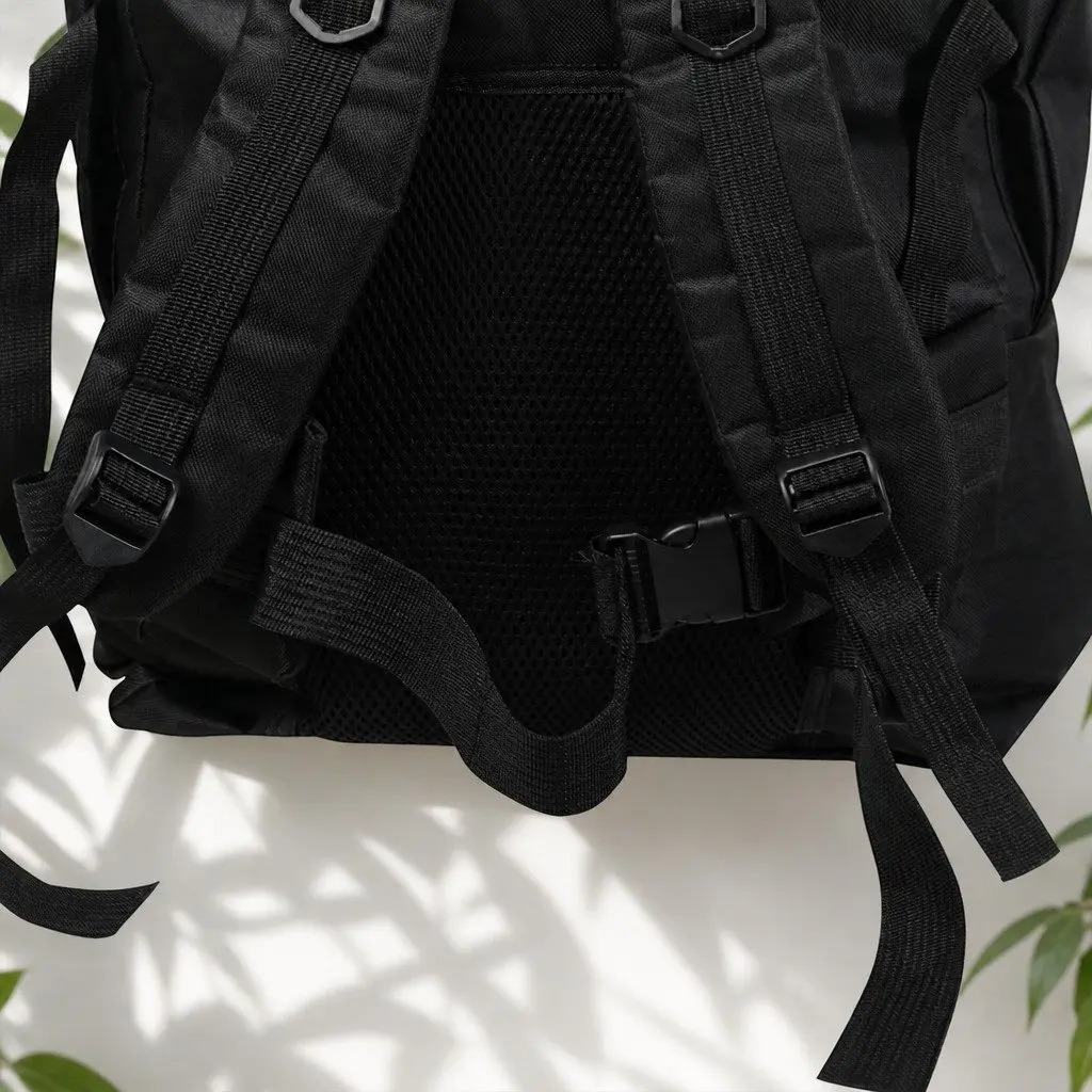 80L Military Backpack High Density Nylon Waterproof Black