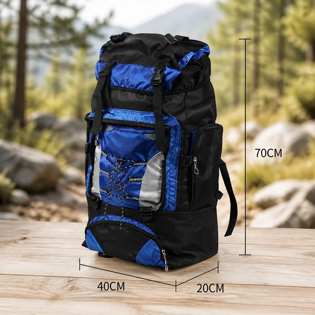 80L Military Tactical Backpack Nylon Blue