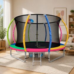 Kids Trampoline 10FT Backyard Rebounder with Safety Enclosure Net Ladder