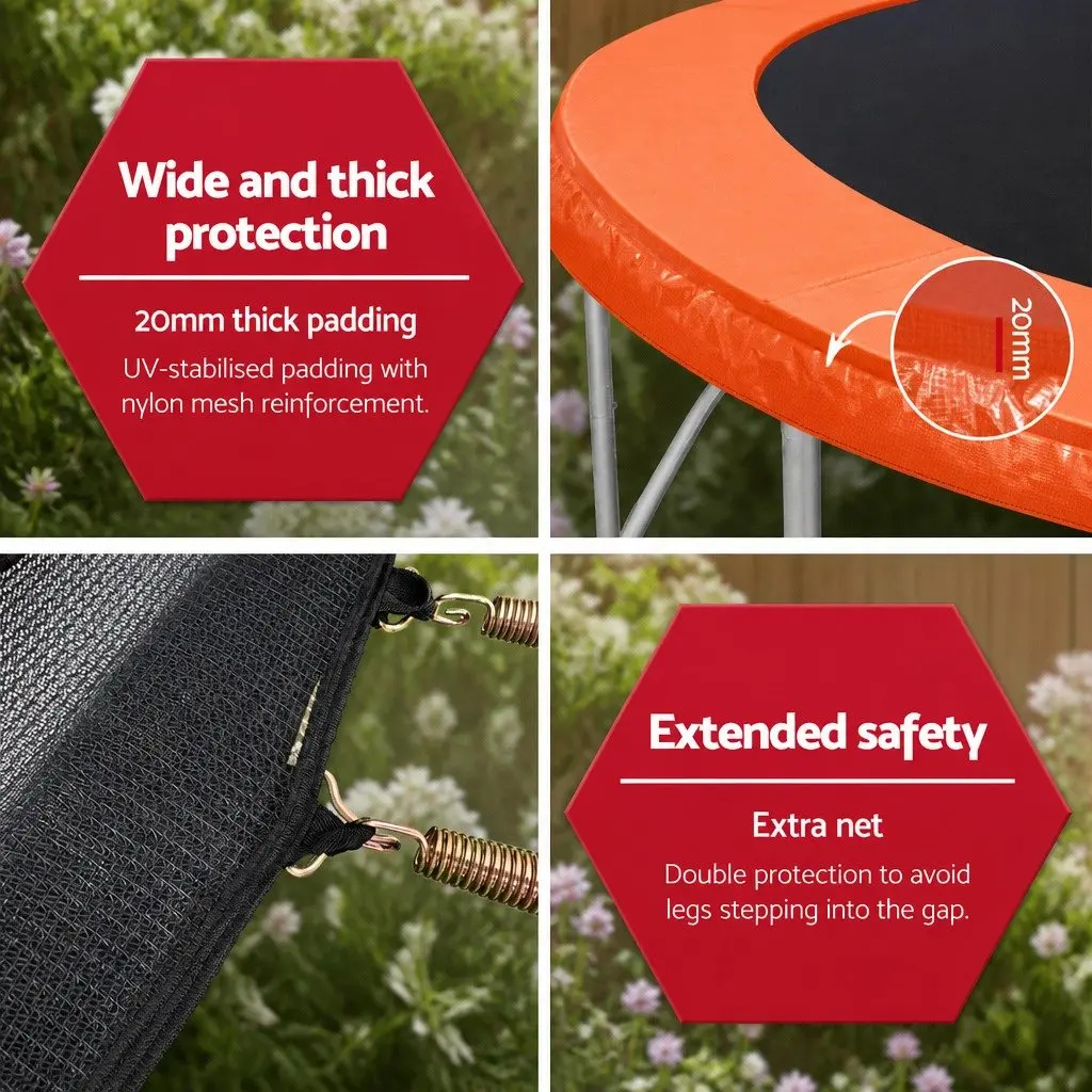 12FT Trampoline Heavy-Gauge Steel Enclosure Net Ladder Basketball Rebounder